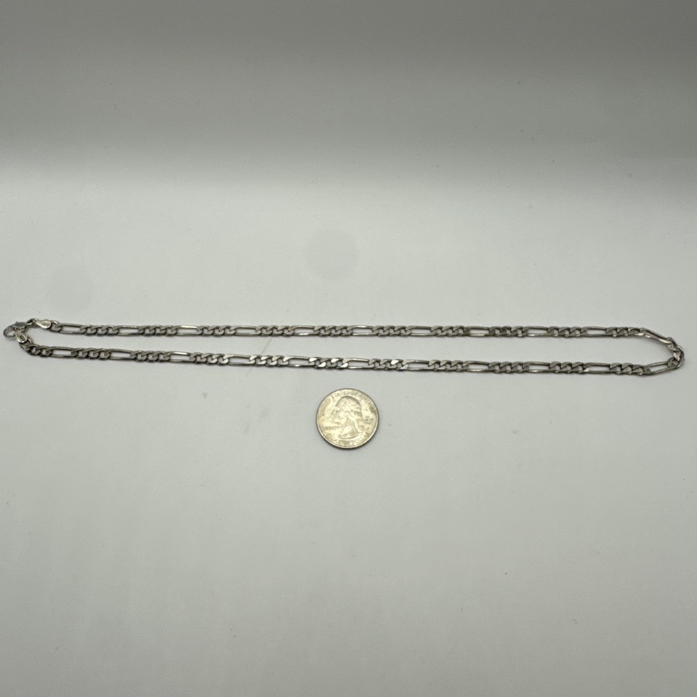 Vintage Italy 925 Sterling Silver Figaro Link Chain Necklace 20 Inch 19.87g